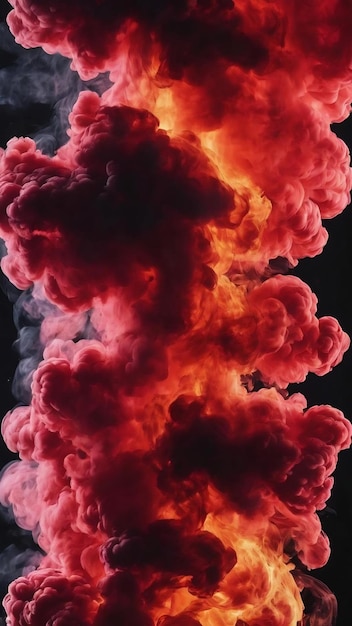 Movement of red smoke on black background fire design