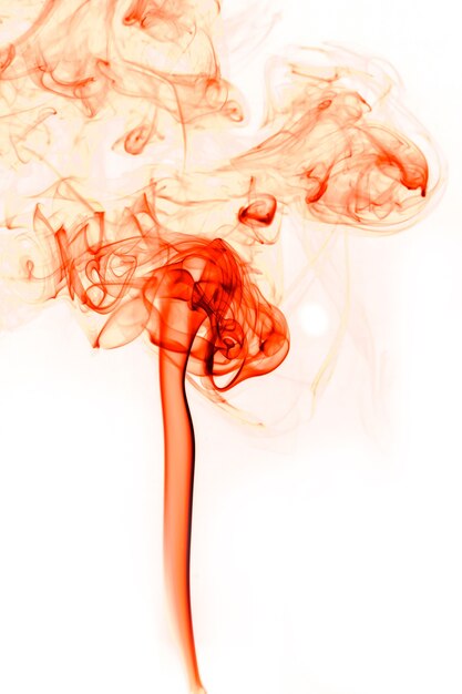 Movement red smoke on white background.