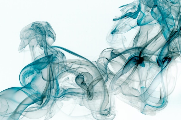 Movement of smoke Abstract blue smoke on white background blue backgroundblue ink background