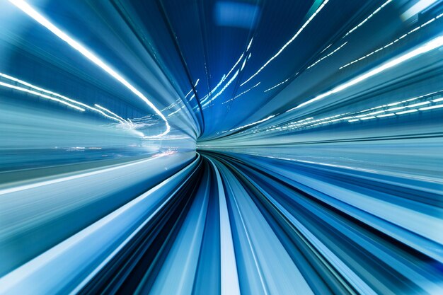 Photo movement of tunnel in blue