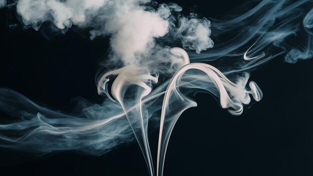 Movement of white smoke on black background