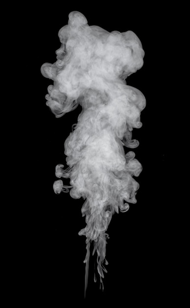 Movement of white smoke isolated on black