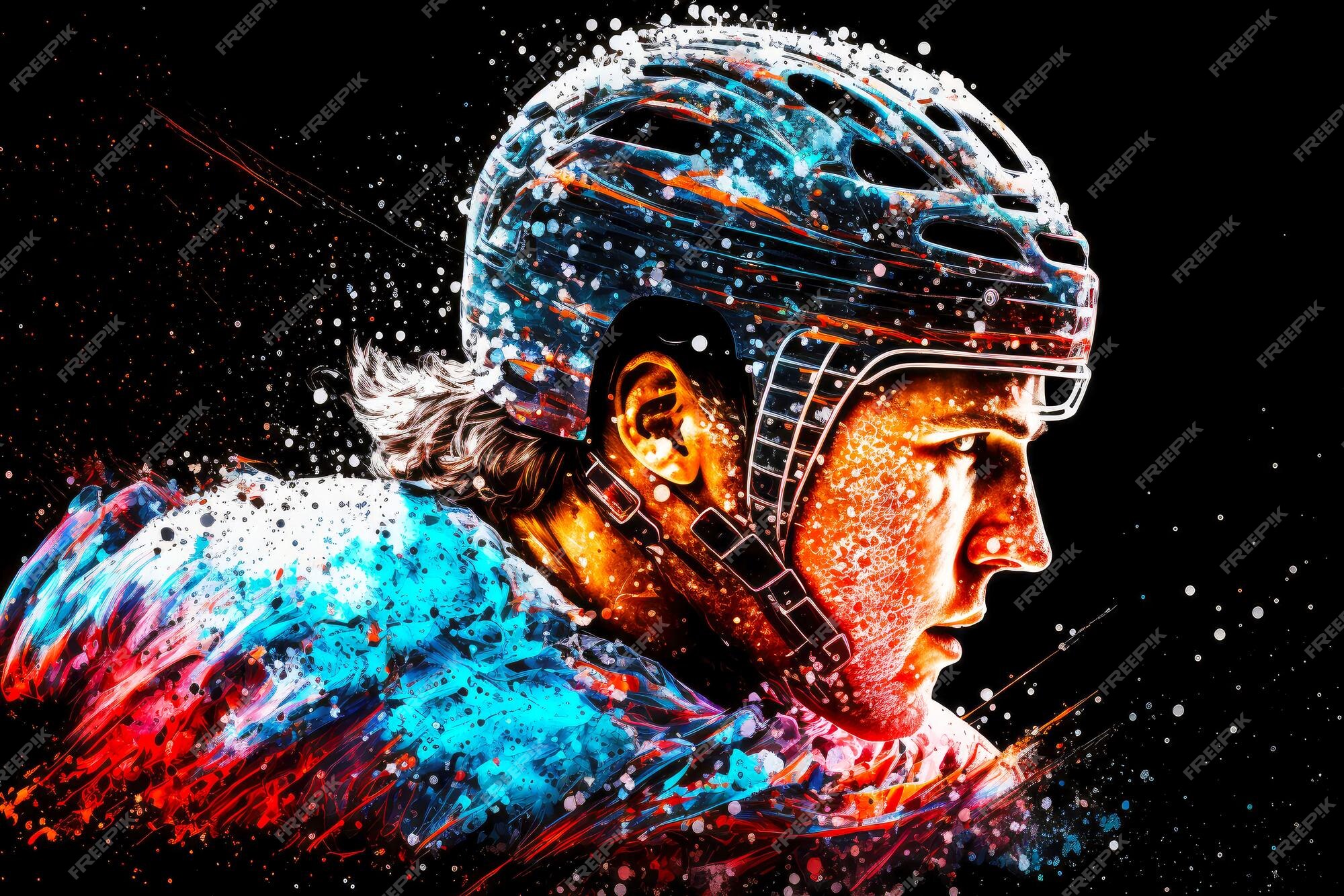 Ice hockey illustrations showcasing the dynamic movements of the game (AI  Generated) Stock Illustration