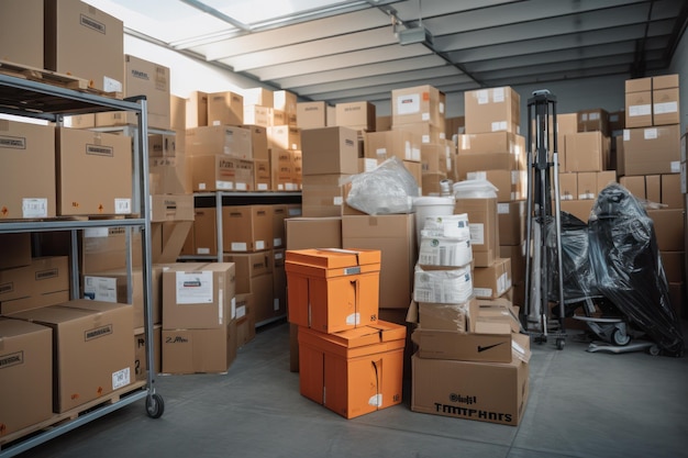 Moveready depot Magazijnstellingen met kartonnen dozen met bezittingen