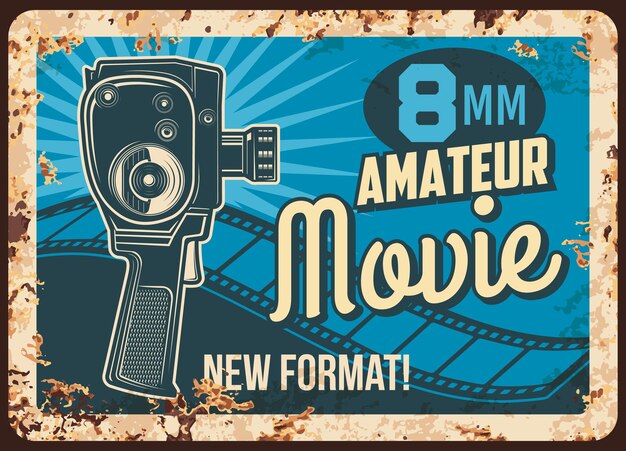 Photo movie amateur rusty metal plate vector rust sign