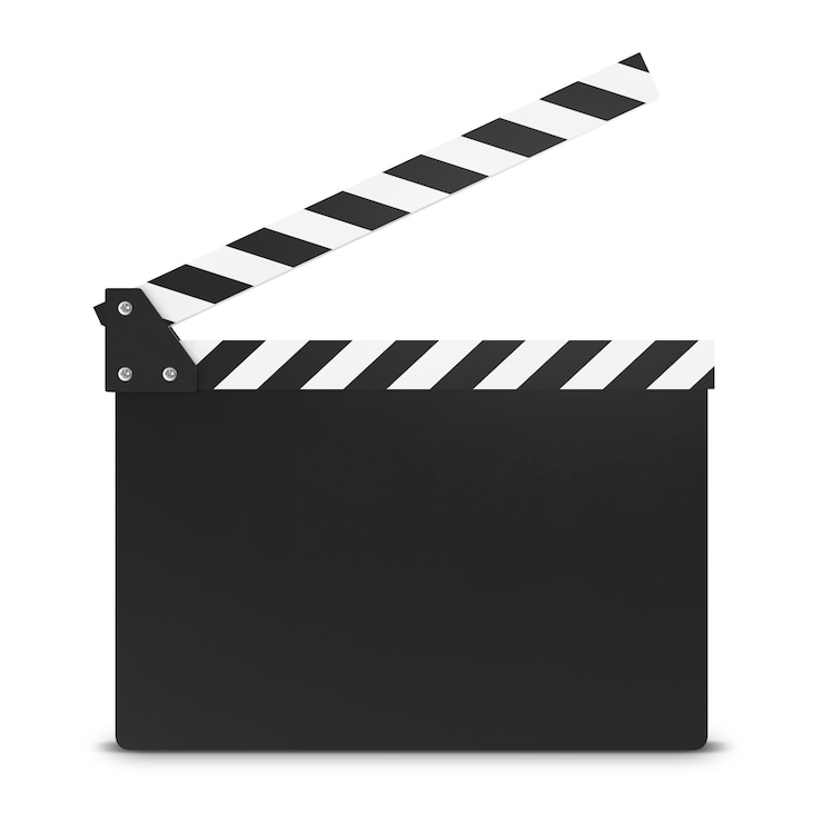 Photo movie clapper board isolated on white.