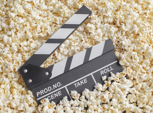 Movie Clapper Board in popcorn