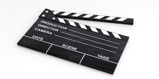 Photo movie clapper on white background 3d illustration