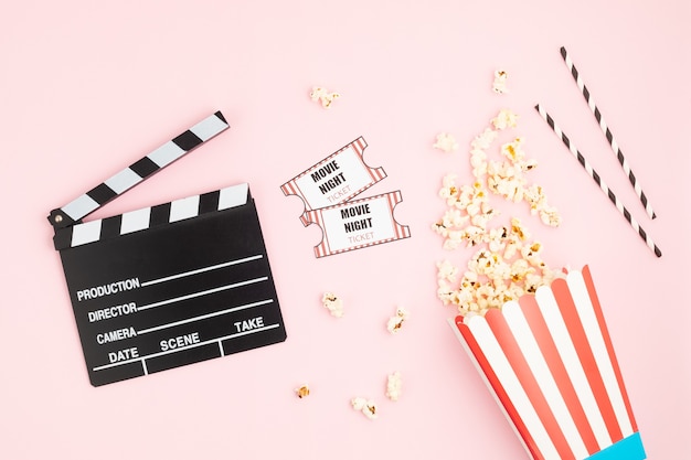 Movie clapperboard and Halloween decoration  