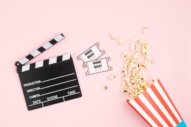 Movie clapperboard and Halloween decoration  