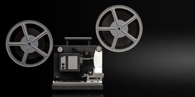 Photo movie projector in working 3d rendering