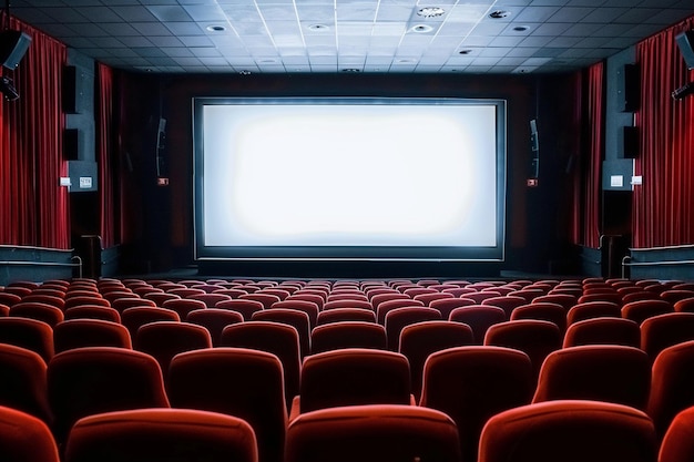 Movie theater or show studio with stage and screen