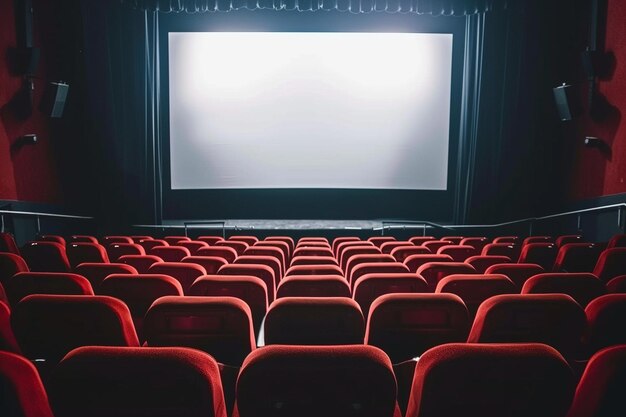 Movie theater or show studio with stage and screen