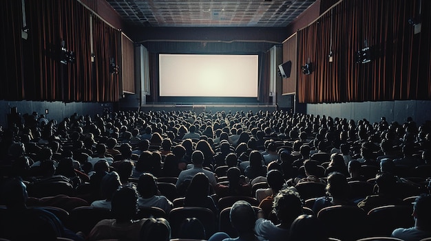 a movie theater with a screen that says  the audience