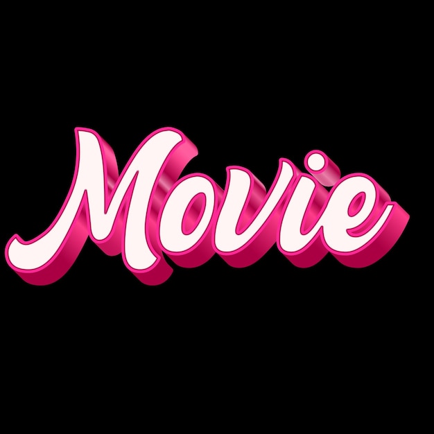 Movie Typography 3D Design Pink Black White Background Photo JPG