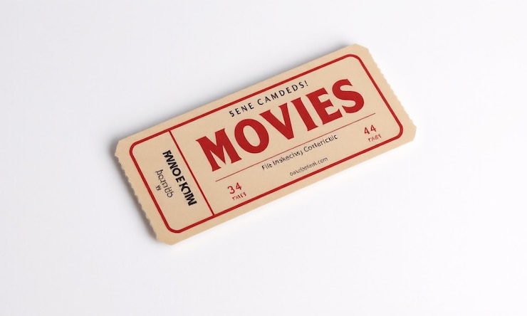 Photo movies ticket isolated on white background