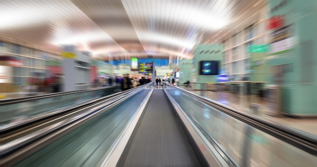 Moving carousel for passengers motion blur effect