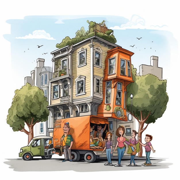 moving company in San Francisco helping to move a happy family from a big house