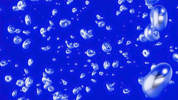 Photo moving d bubbles in liquid motion dense d balls move in liquid d animation with moving round bubbles