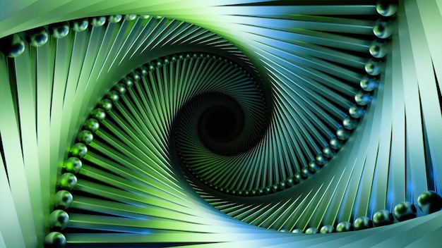 Moving d spiral tunnel with lines and balls design twisted spiral with lines and dots in tunnel