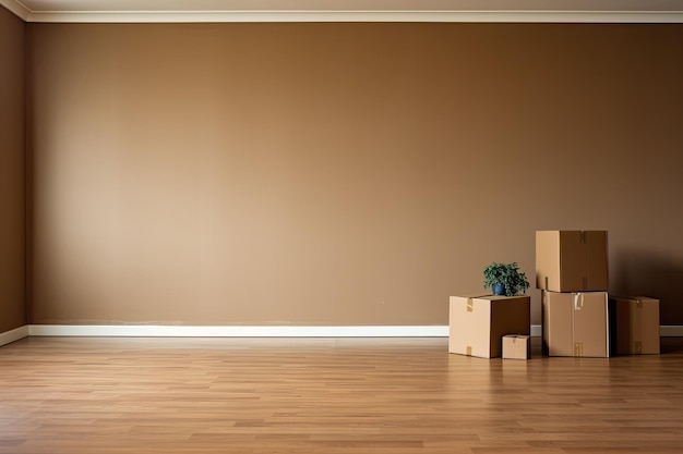 Moving Day Essentials Cardboard Boxes and Cleaning Supplies for a Fresh Start in Your New Home