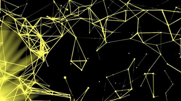 moving molecular chains in computer motion d lines in plexuses move in computer space geometric