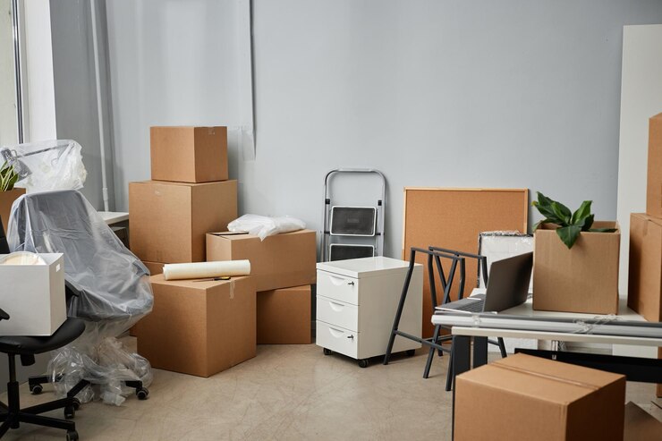 Photo moving to a new modern office