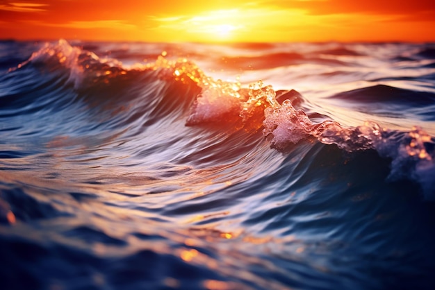 Photo moving ocean waves closeup shot