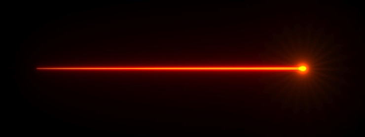 Photo moving orange light streak ray 3d illustration