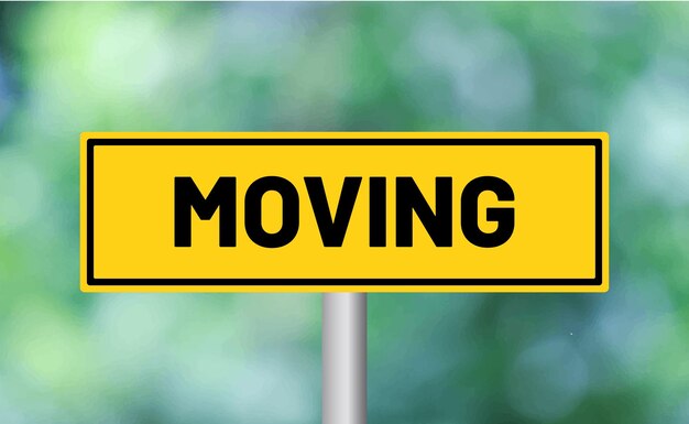 Photo moving road sign on blur background