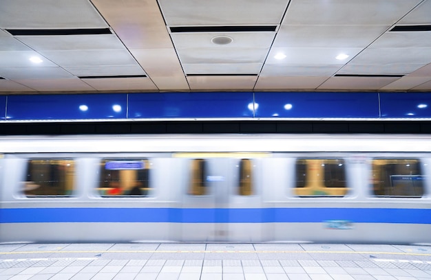 Moving and speed Taiwan underground train Blue line Taipei Taiwan