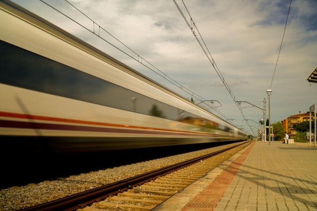 Moving train Public transport with speed effect