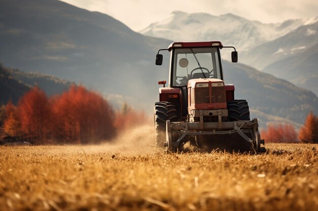 Mowing field autumn landscape