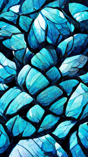 Mozaïekmuur van blauwe tinten om als achtergrond 3D-illustratie te gebruiken