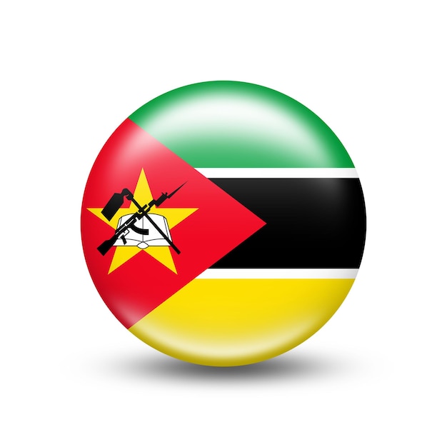 Mozambique country flag in sphere with white shadow - illustration