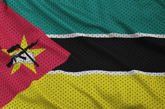 Mozambique flag printed on a polyester nylon sportswear mesh fabric