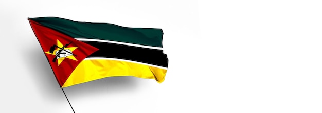 Mozambique land vlag 3D render en witte achtergrondafbeelding