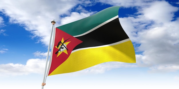 Mozambique waving flag 3D illustration