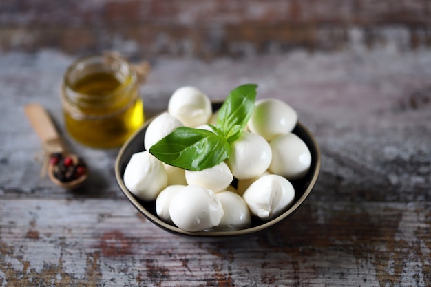 Mozzarella balls in a bowl