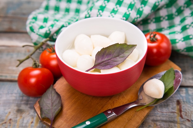 Mozzarella on bowl