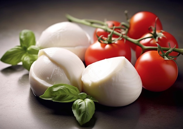 Mozzarella-kaas met tomaten en basilicum op tafel