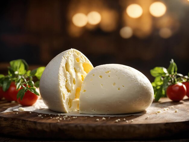 Mozzarella-kaas op een houten tafel