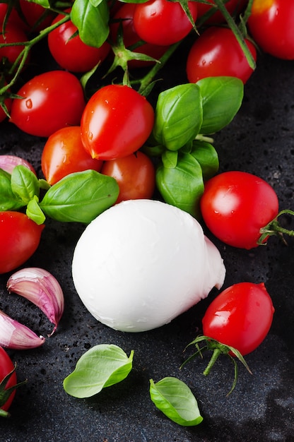 mozzarella, tomato and basil