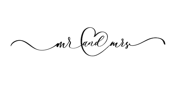 MR and MRS hand lettering vector illustration Hand drawn lettering card background