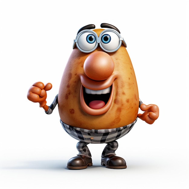 Mr. Potato Head 2d cartoon illustratie op witte achtergrond