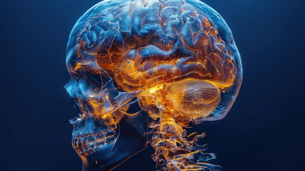 Photo mri scan of a brain showing abnormalities medical diagnosis concept