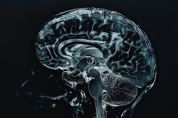 Photo an mri scan image of a human brain