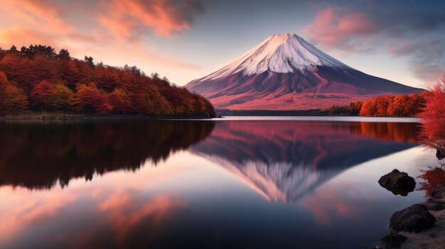 写真 富士山の反射 自然と芸術の美しい融合