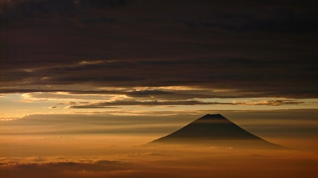 Mt.Fuji view at the dusk in autumn season, Japan