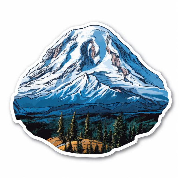 Photo mt rainier vinyl sticker detailed realistic landscape design